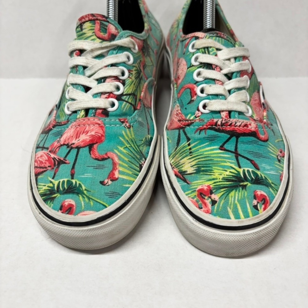 Vans Mens Authentic Canvas Teal Pink Flamingo Tropical Print M8 W9.5 Sneakers - Picture 4 of 12